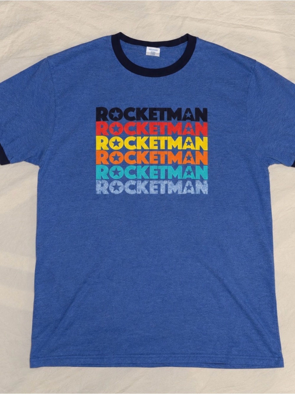 Rocketman 2019 Global Theatre Tour T-Shirt Men’s L Elton John Movie Ringer Tee